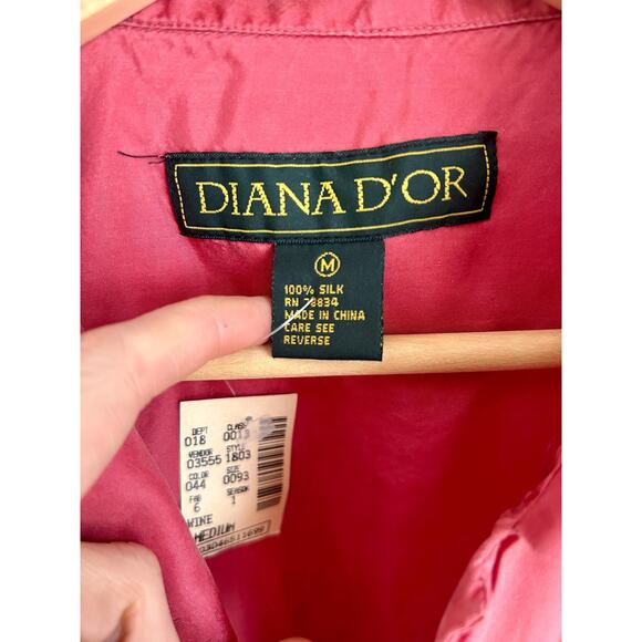 Vintage Deadstock Salmon Washable Silk Short Sleeve Button Down Blouse Sz M - Picture 4 of 8